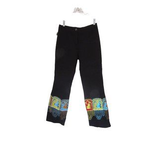 Vintage Y2K 2000 Amnesia Original Paris France Black Pants w Embroidery, Size 3